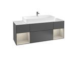Villeroy und Boch Finion Waschtischunterschrank G211HHGK 160cm, Abdeckplatte white matt, Emotion, Regale sand matt lacquer, Anthracite matt