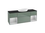 Villeroy und Boch Finion Waschtischunterschrank GD02GJGM 120cm, Abdeckplatte black matt, Emotion, Regale Light grey matt lacquer, Olive Matt Lacquer