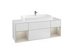Villeroy und Boch Finion Waschtischunterschrank G211HHMT 160cm, Abdeckplatte white matt, Emotion, Regale sand matt lacquer, White matt lacquer