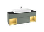 Villeroy und Boch Finion Waschtischunterschrank G212HFGM 160cm, Abdeckplatte black matt, Emotion, Regale Gold matt lacquer, Olive Matt Lacquer