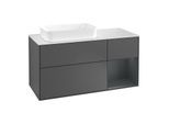 Villeroy und Boch Finion Waschtischunterschrank F281HGGK 120cm, Abdeckplatte white matt, Regal rechts Midnight Blue Matt Lacquer, Anthracite matt