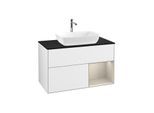 Villeroy und Boch Finion Waschtischunterschrank G782HHGF 100cm, Abdeckplatte black matt, Emotion, Regale sand matt lacquer, Glossy white lacquer