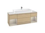 Villeroy und Boch Finion Waschtischunterschrank G211HHPC 160cm, Abdeckplatte white matt, Emotion, Regale sand matt lacquer, Oak Veneer