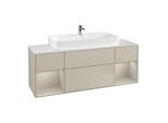 Villeroy und Boch Finion Waschtischunterschrank G211HHHH 160cm, Abdeckplatte white matt, Emotion, Regale sand matt lacquer, Sand Matt Lacquer