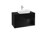 Villeroy und Boch Finion Waschtischunterschrank G782PDPH 100cm, Abdeckplatte black matt, Emotion, Regale Black matt lacquer, Glossy Black Lacquer