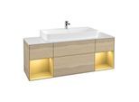 Villeroy und Boch Finion Waschtischunterschrank G211HFPC 160cm, Abdeckplatte white matt, Emotion, Regale Gold matt lacquer, Oak Veneer