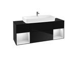 Villeroy und Boch Finion Waschtischunterschrank F212MTPH 160cm, Abdeckplatte black matt, Regale White matt lacquer, Glossy Black Lacquer