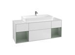 Villeroy und Boch Finion Waschtischunterschrank F211GMMT 160cm, Abdeckplatte white matt, Regale Olive matt lacquer, White matt lacquer