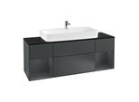 Villeroy und Boch Finion Waschtischunterschrank G212HGHG 160cm, Abdeckplatte black matt, Emotion, Regale Midnight matt lacquer, Midnight Blue Matt Lacquer
