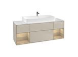 Villeroy und Boch Finion Waschtischunterschrank F211PCHH 160cm, Abdeckplatte white matt, Regale Oak Veneer, Sand Matt Lacquer