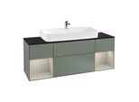 Villeroy und Boch Finion Waschtischunterschrank F212HHGM 160cm, Abdeckplatte black matt, Regale sand matt lacquer, Olive Matt Lacquer