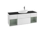 Villeroy und Boch Finion Waschtischunterschrank G982GMMT 160cm, Abdeckplatte black matt, Emotion, Regale Olive matt lacquer, White matt lacquer