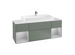 Villeroy und Boch Finion Waschtischunterschrank G211GJGM 160cm, Abdeckplatte white matt, Emotion, Regale Light grey matt lacquer, Olive Matt Lacquer