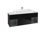 Villeroy und Boch Finion Waschtischunterschrank G211HGPH 160cm, Abdeckplatte white matt, Emotion, Regale Midnight matt lacquer, Glossy Black Lacquer