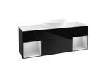 Villeroy und Boch Finion Waschtischunterschrank FD01GJPH 120cm, Abdeckplatte white matt, Regale Light grey matt lacquer, Glossy Black Lacquer