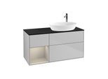 Villeroy und Boch Finion Waschtischunterschrank F922HHGJ 120cm, Abdeckplatte black matt, Regale sand matt lacquer, Light grey matt
