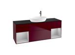 Villeroy und Boch Finion Waschtischunterschrank G982GJHB 160cm, Abdeckplatte black matt, Emotion, Regale Light grey matt lacquer, Peony Matt