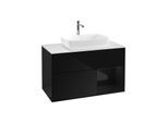 Villeroy und Boch Finion Waschtischunterschrank G781PHPH 100cm, Abdeckplatte white matt, Emotion, Regale Glossy black lacquer, Glossy Black Lacquer