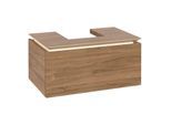 Villeroy und Boch Legato Waschtischunterschrank B733L0RH 80x38x50cm, Waschtisch mittig, mit LED-Beleuchtung, Kansas Oak