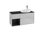 Villeroy und Boch Finion Waschtischunterschrank G922PDGJ 120cm, Abdeckplatte black matt, Emotion, Regale Black matt lacquer, Light grey matt