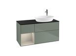 Villeroy und Boch Finion Waschtischunterschrank G922HHGM 120cm, Abdeckplatte black matt, Emotion, Regale sand matt lacquer, Olive Matt Lacquer