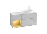 Villeroy und Boch Finion Waschtischunterschrank G921HFGJ 120cm, Abdeckplatte white matt, Emotion, Regale Gold matt lacquer, Light grey matt