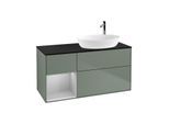 Villeroy und Boch Finion Waschtischunterschrank G922GJGM 120cm, Abdeckplatte black matt, Emotion, Regale Light grey matt lacquer, Olive Matt Lacquer