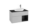 Villeroy und Boch Finion Waschtischunterschrank G902PDGJ 100cm, Abdeckplatte black matt, Emotion, Regale Black matt lacquer, Light grey matt