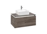 Villeroy und Boch Legato Waschtischunterschrank B733L0RK 80x38x50cm, Waschtisch mittig, mit LED-Beleuchtung, Stone Oak