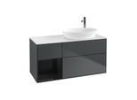 Villeroy und Boch Finion Waschtischunterschrank G921PHHG 120cm, Abdeckplatte white matt, Emotion, Regale Glossy black lacquer, Midnight Blue Matt Lacquer