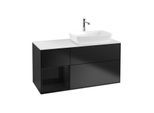 Villeroy und Boch Finion Waschtischunterschrank F801PHPD 120cm, Abdeckplatte white matt, Regale Glossy black lacquer, Black matt lacquer