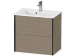 Duravit XViu Waschtisch-Unterschrank XV41780B235 61 x 56 x 39 cm, Eiche terra, 2 Schubkästen, wandhängend, schwarz matt