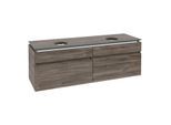 Villeroy und Boch Legato Waschtischunterschrank B600L0RK 160x55x50cm, für 2 Waschtische, mit LED-Beleuchtung, Stone Oak