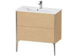 Duravit XViu Waschtisch-Unterschrank XV44890B130 81 x 59,4 x 39 cm, Eiche natur, 2 Auszüge, stehend, champagner matt