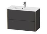 Duravit XViu Waschtisch-Unterschrank XV41790B180 81 x 56 x 39 cm, graphit supermatt, 2 Schubkästen, wandhängend, champagner matt