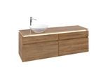 Villeroy und Boch Legato Waschtischunterschrank B596L0RH 160x55x50cm, Waschtisch links, mit LED-Beleuchtung, Kansas Oak