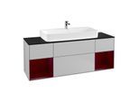 Villeroy und Boch Finion Waschtischunterschrank G212HBGJ 160cm, Abdeckplatte black matt, Emotion, Regale Peony matt lacquer, Light grey matt