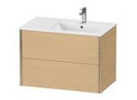 Duravit XViu Waschtisch-Unterschrank XV41590B130 81x48x56cm, 2 Schubkästen, Becken rechts, champagner matt, Eiche natur