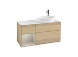 Villeroy und Boch Finion Waschtischunterschrank G921HHPC 120cm, Abdeckplatte white matt, Emotion, Regale sand matt lacquer, Oak Veneer
