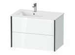 Duravit XViu Waschtisch-Unterschrank XV41580B285 81x48x56cm, 2 Schubkästen, Becken links, schwarz matt, weiß hochglanz
