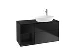 Villeroy und Boch Finion Waschtischunterschrank F922PHPD 120cm, Abdeckplatte black matt, Regale Glossy black lacquer, Black matt lacquer