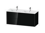 Duravit XViu Waschtisch-Unterschrank XV41290B240 128x48x56cm, 4 Schubkästen, wandhängend, schwarz matt, schwarz hochglanz