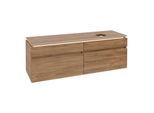 Villeroy und Boch Legato Waschtischunterschrank B598L0RH 160x50x50cm, Waschtisch rechts, mit LED-Beleuchtung, Kansas Oak