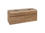 Villeroy und Boch Legato Waschtischunterschrank B592L0RH 140x55x50cm, für 2 Waschtische, mit LED-Beleuchtung, Kansas Oak