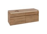 Villeroy und Boch Legato Waschtischunterschrank B588L0RH 140x55x50cm, Waschtisch links, mit LED-Beleuchtung, Kansas Oak