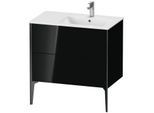 Duravit XViu Waschtisch-Unterschrank XV44870B240 81x48x59,4cm, 2 Auszüge, Becken rechts, schwarz matt, schwarz hochglanz