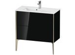 Duravit XViu Waschtisch-Unterschrank XV44890B140 81 x 59,4 x 39 cm, schwarz hochglanz, 2 Auszüge, stehend, champagner matt