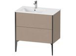 Duravit XViu Waschtisch-Unterschrank XV44860B275 81x48x59,4cm, 2 Auszüge, Becken links, schwarz matt, leinen