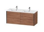 Duravit XViu Waschtisch-Unterschrank XV41290B279 128x48x56cm, 4 Schubkästen, wandhängend, schwarz matt, nussbaum natur