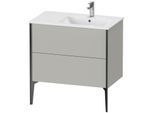 Duravit XViu Waschtisch-Unterschrank XV44870B207 81x48x59,4cm, 2 Auszüge, Becken rechts, schwarz matt, betongrau matt